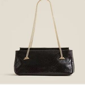 J Crew Chain strap in snake embossed leather elevated small bag gold chain new